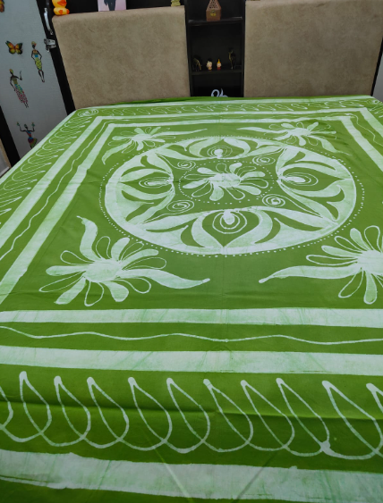 BED COVER ( GREEN BATIQUE)