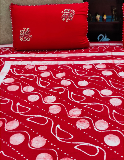 BED COVER ( RED BATIQUE)