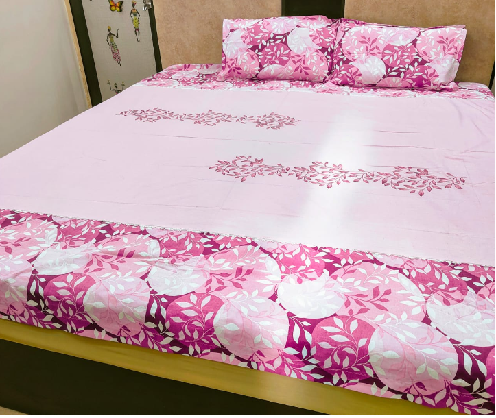 BED- COVERS (BABY PINK -2 HAND PAINTED)