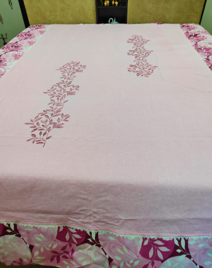 BED- COVERS (BABY PINK -2 HAND PAINTED)