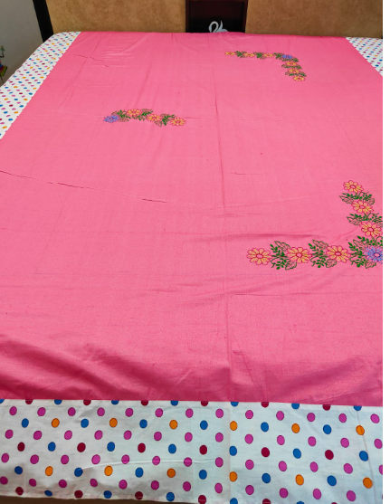 BED- COVERS ( PINK HAND EMBROIDERED)