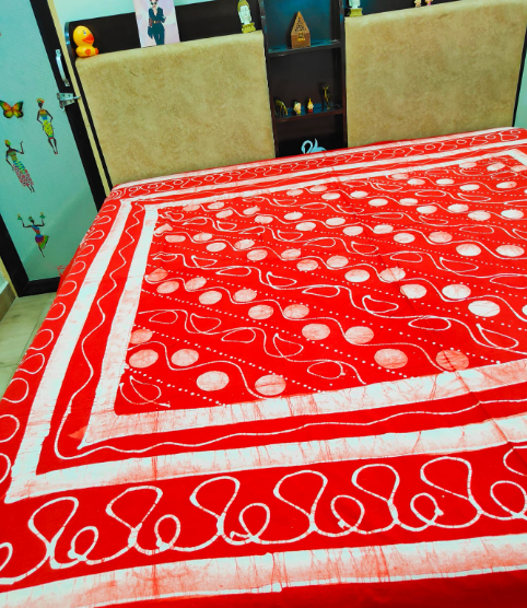 BED COVER KING SIZE ( RED BATIQUE)
