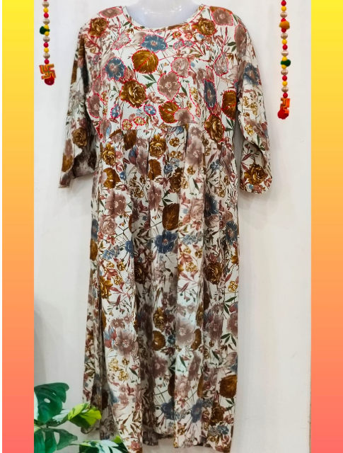 STICHED KURTIES CASUAL (FLORALBROWN)
