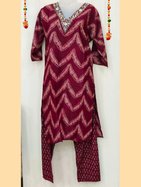STICHED KURTIES CASUALWITH PANTS(MAROON CAPSULE)
