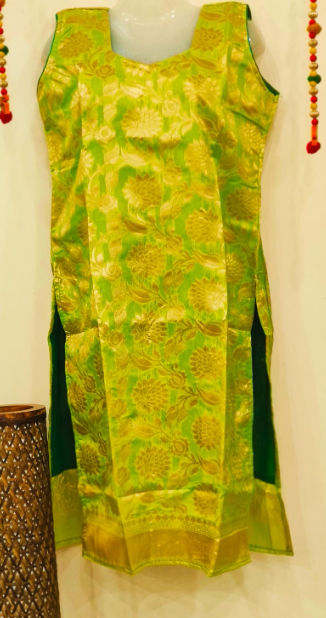 FESTIVE COLLECTION STITCHED KURTEES(PASHMINA LIGHT GREEN/DHANI)