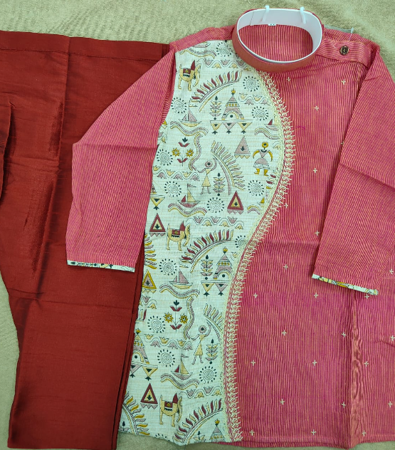KURTA SET FOR KIDS (RED STRIPED)