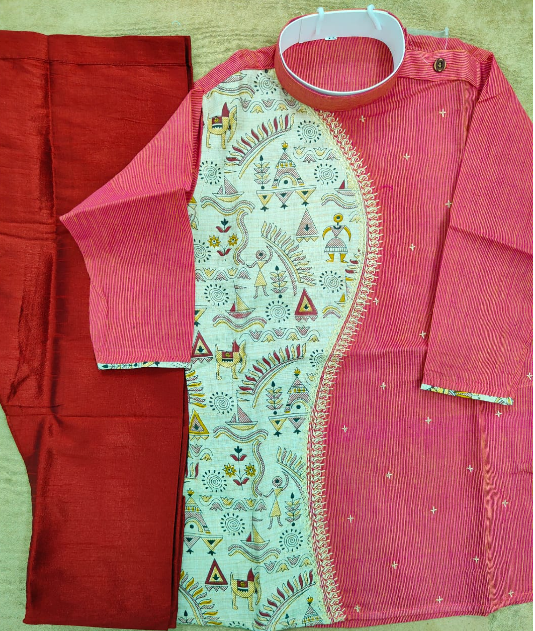 KURTA SET FOR KIDS (RED STRIPED)
