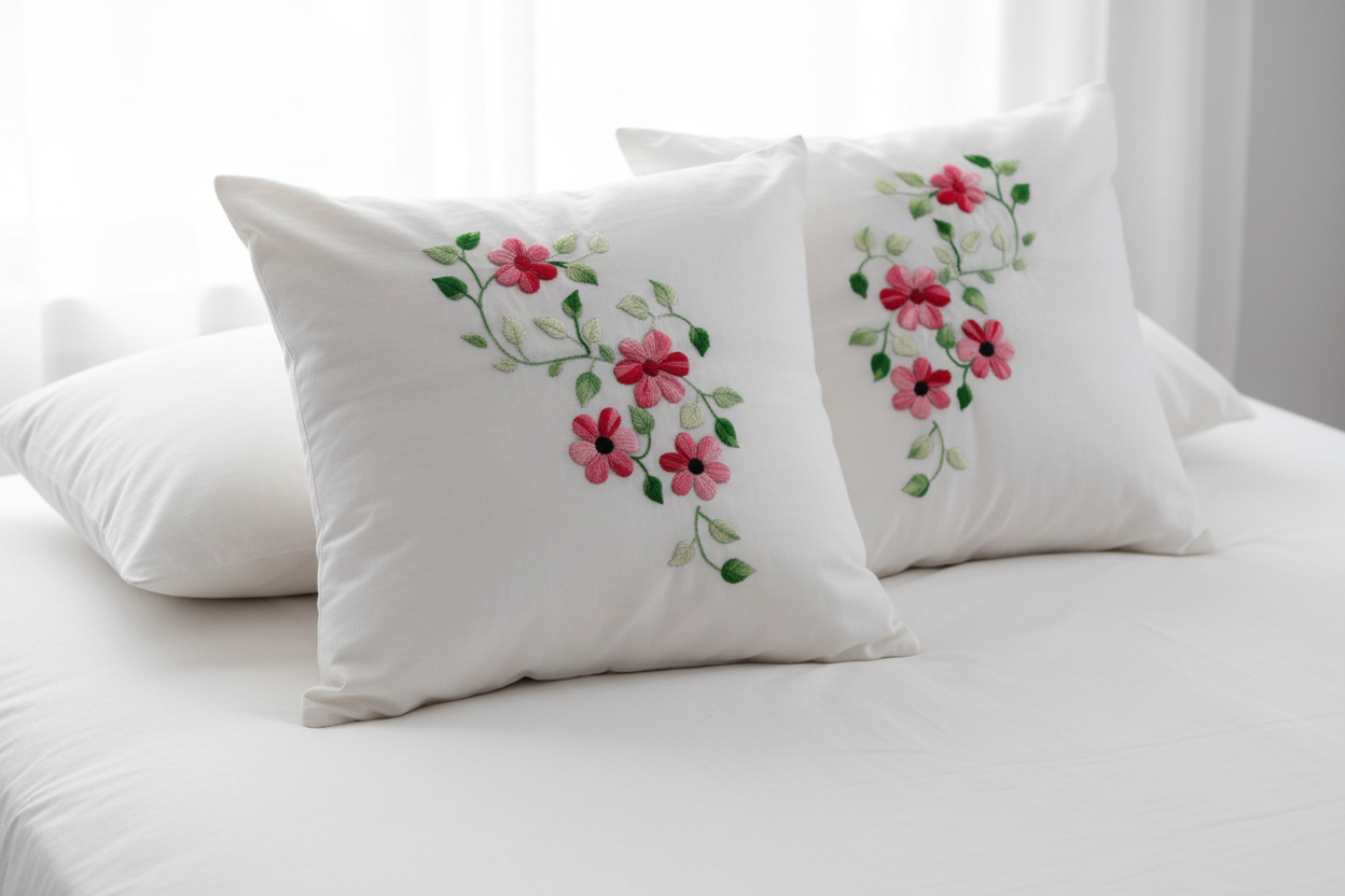 PILLOW CASES WHITE FLORAL