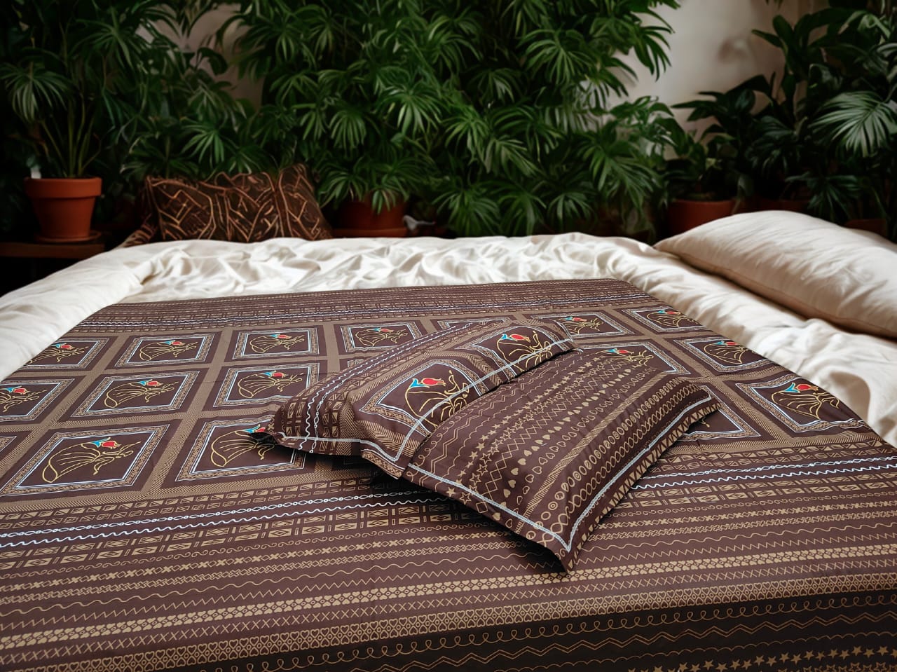 PRINTED BEDSHEET BROWN