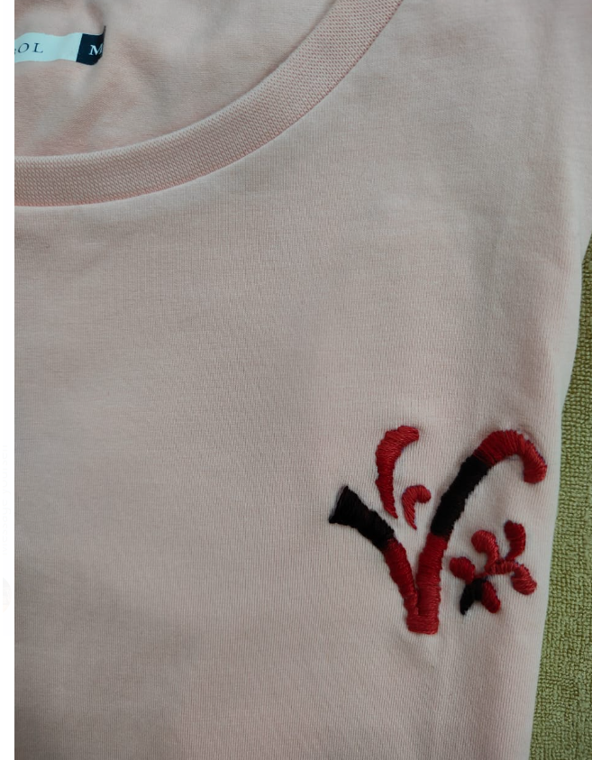 SHORT SLEEVED T-SHIRT(PEACH V)