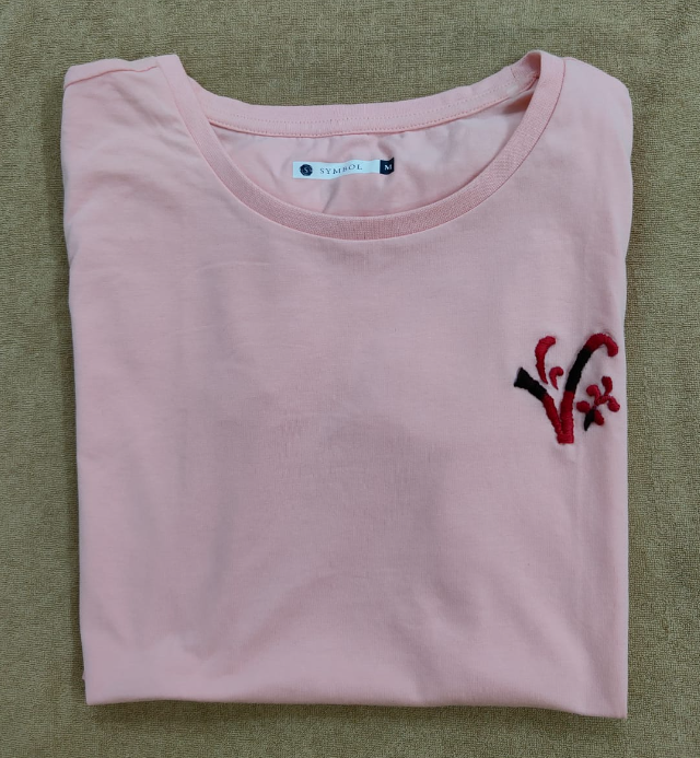 SHORT SLEEVED T-SHIRT(PEACH V)