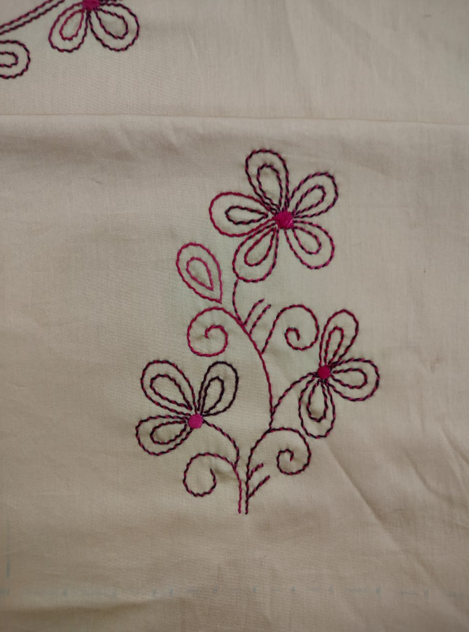 UNSTITCHED HAND- EMBROIDERED KURTIES (LIGHT BROWN)