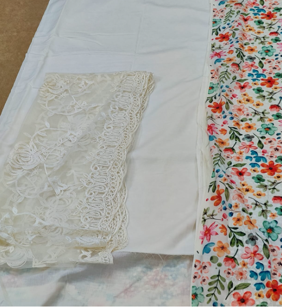 UNSTITCHED EMBROIDERD KURTEE (MULTICOLOUR)