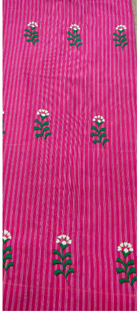 UNSTITCHED HAND -EMBROIDERD KURTEES (LIGHT RED STRIPED)