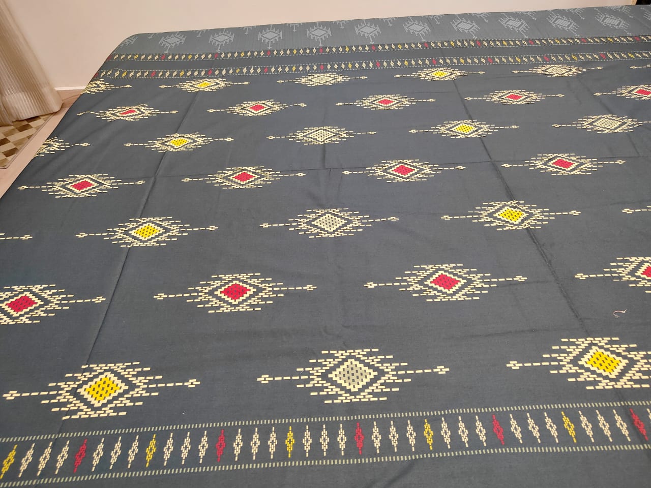 PRINTED BEDSHEET BLACK GREY