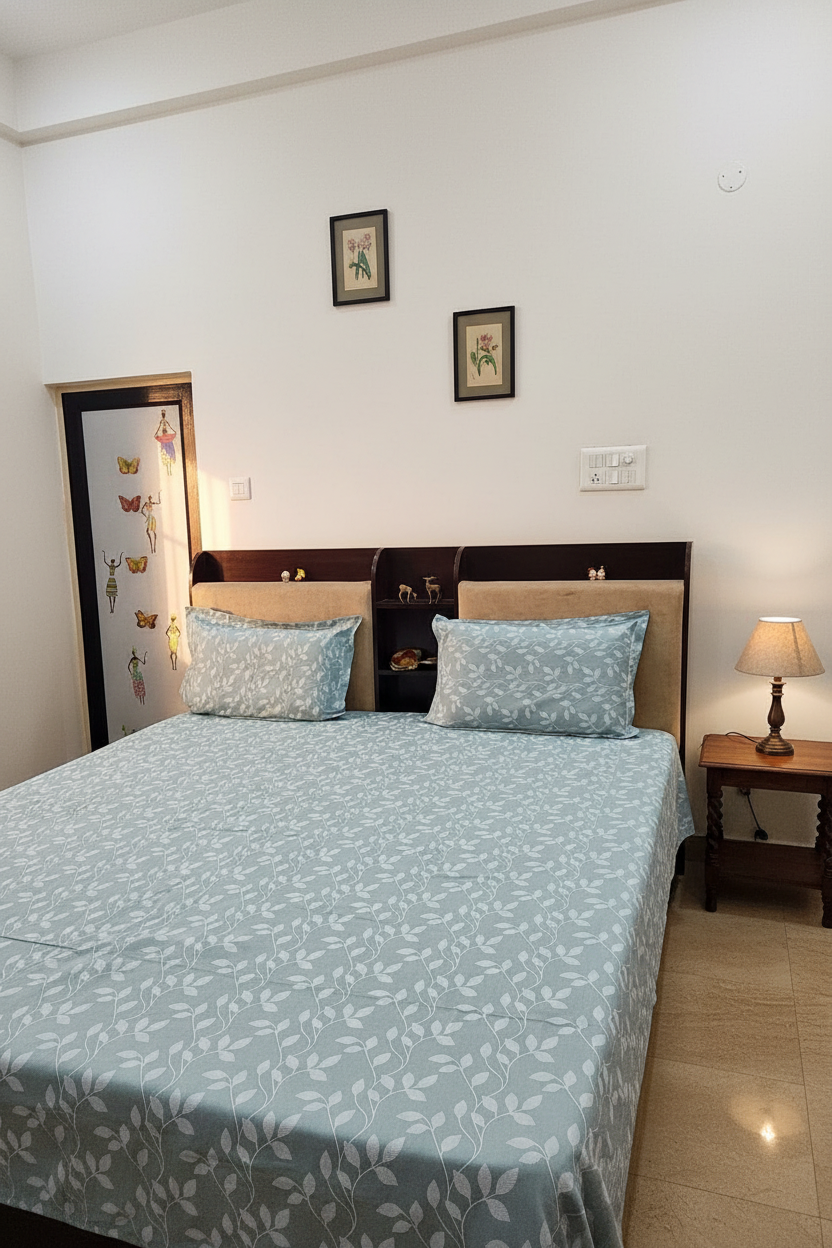 PRINTED BEDSHEET LIGHT GREY