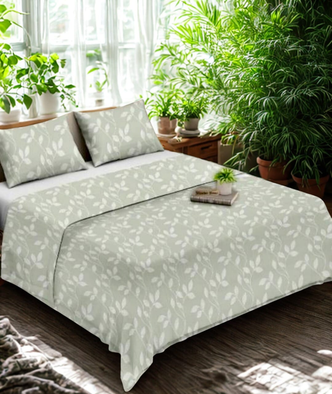PRINTED BEDSHEET LIGHT GREY