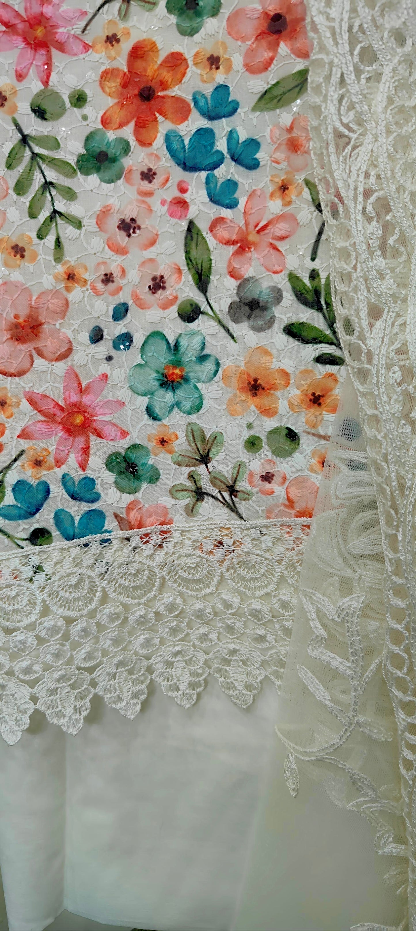 UNSTITCHED Embroidered KURTEE (MULTICOLOUR)