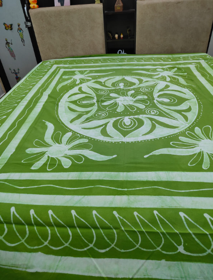 BED COVER KING SIZE ( GREEN BATIQUE)