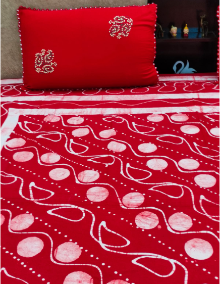 BED COVER KING SIZE ( RED BATIQUE)