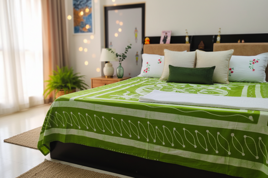 BED COVER ( GREEN BATIQUE)