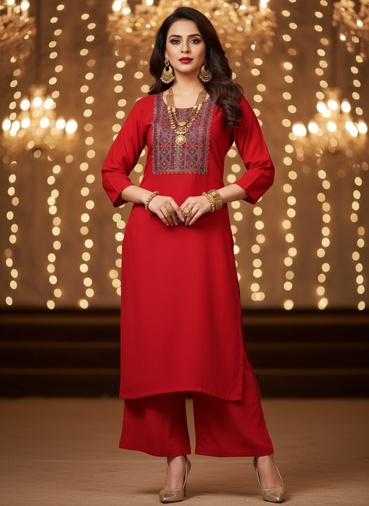 STICHED KURTIES CASUAL(RED))