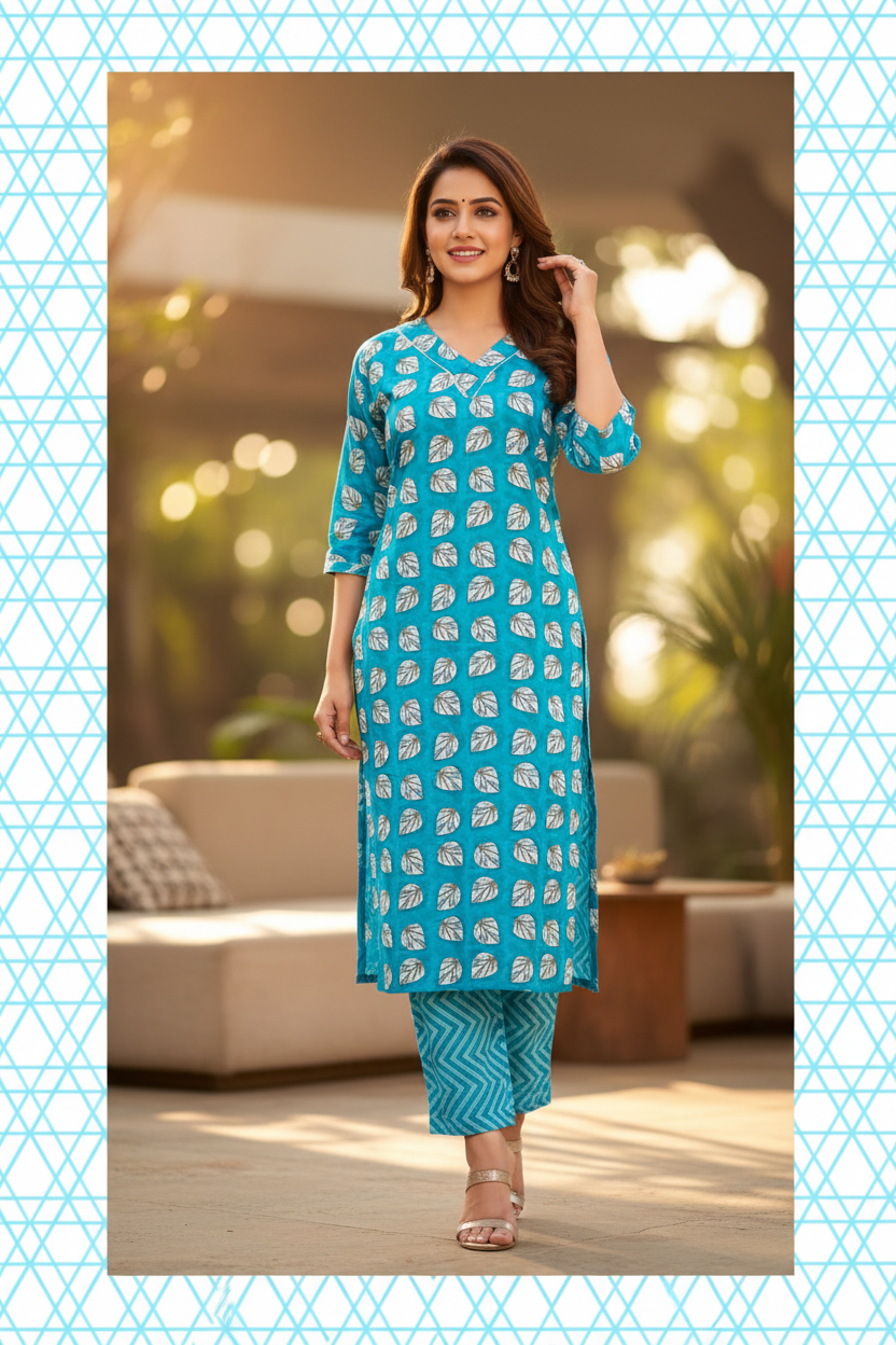 STICHED KURTIES (BLUE )
