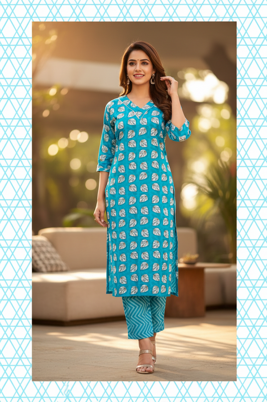 STICHED KURTIES (BLUE )