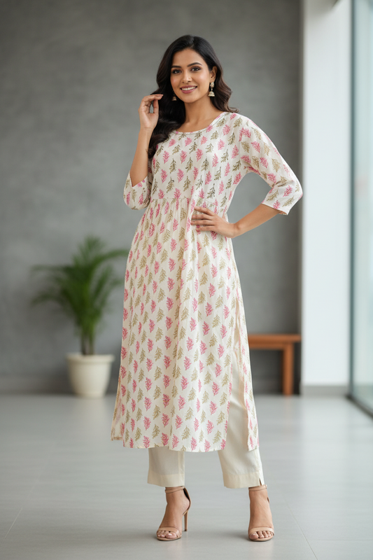 STICHED KURTIES CASUAL (IVORY NYARA)