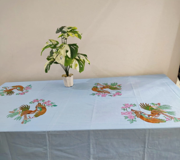 DINING TABLE COVER SKY BLUE(6 SEATER)