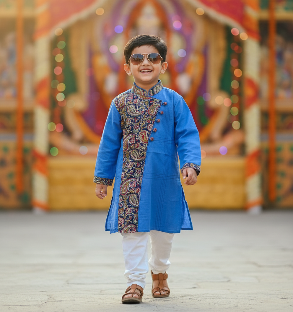KURTA SET FOR KID (BLUE KALAMKARI)
