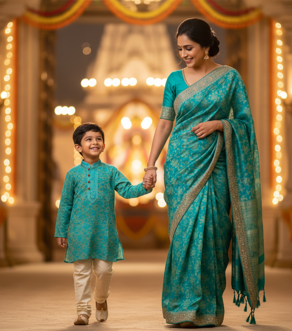 KURTA SET FOR KIDS (BLUE GREEN)