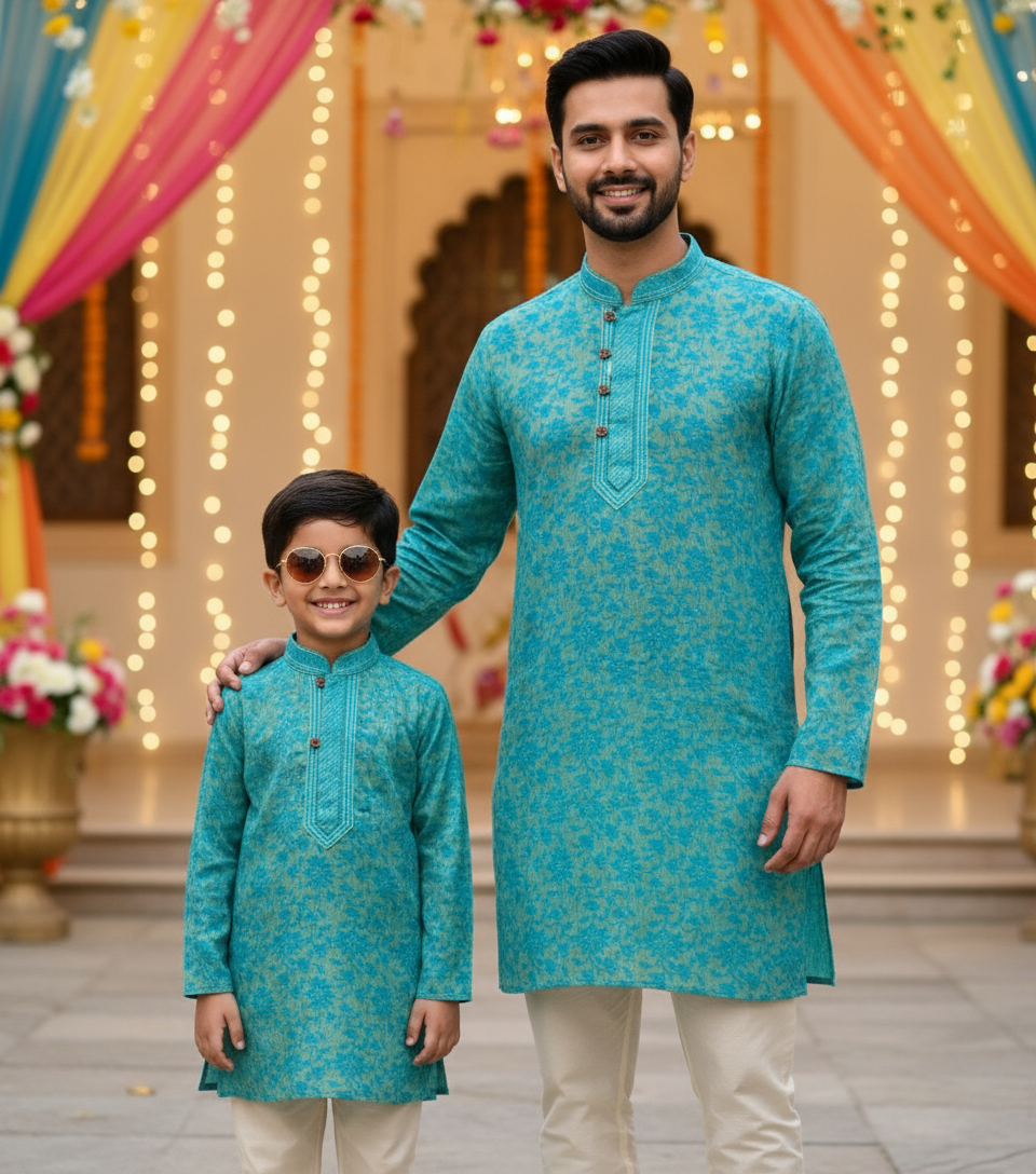 KURTA SET FOR KIDS (BLUE GREEN)
