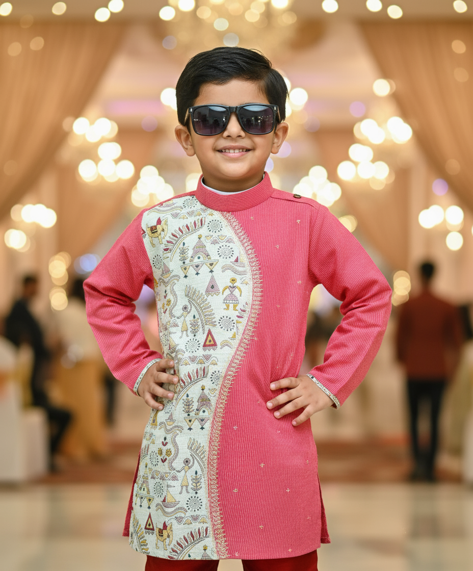 KURTA SET FOR KIDS (RED STRIPED)