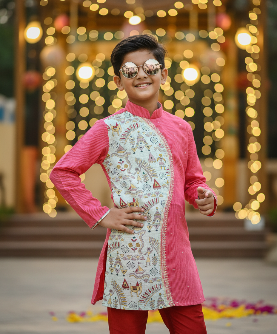 KURTA SET FOR KIDS (RED STRIPED)