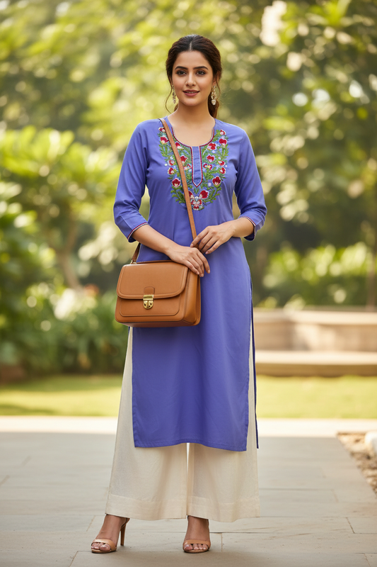 UNSTITCHED EMBROIDERD KURTEES(VIOLET)