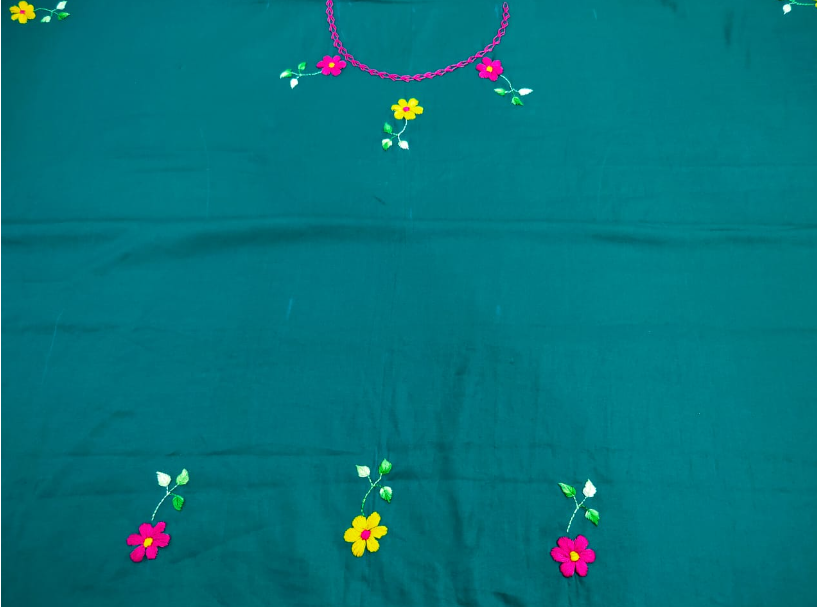 UNSTITCHED HAND -EMBROIDERD KURTEE (GREEN)