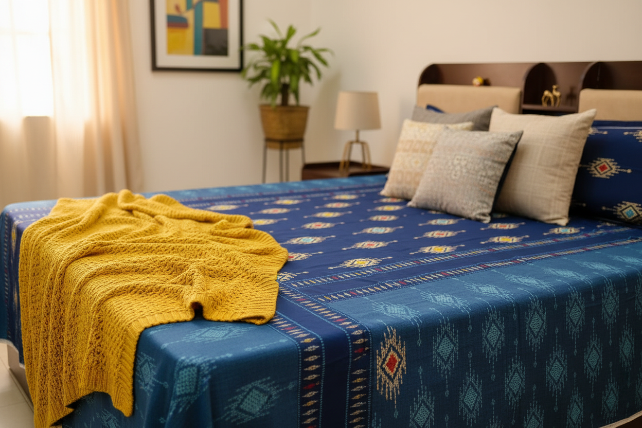 PRINTED BEDSHEET  BLUE