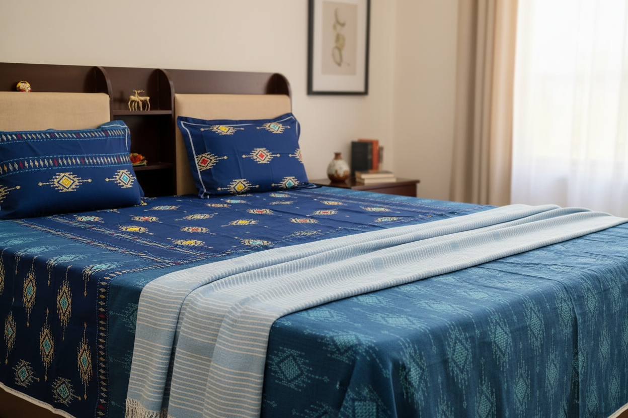 PRINTED BEDSHEET  BLUE
