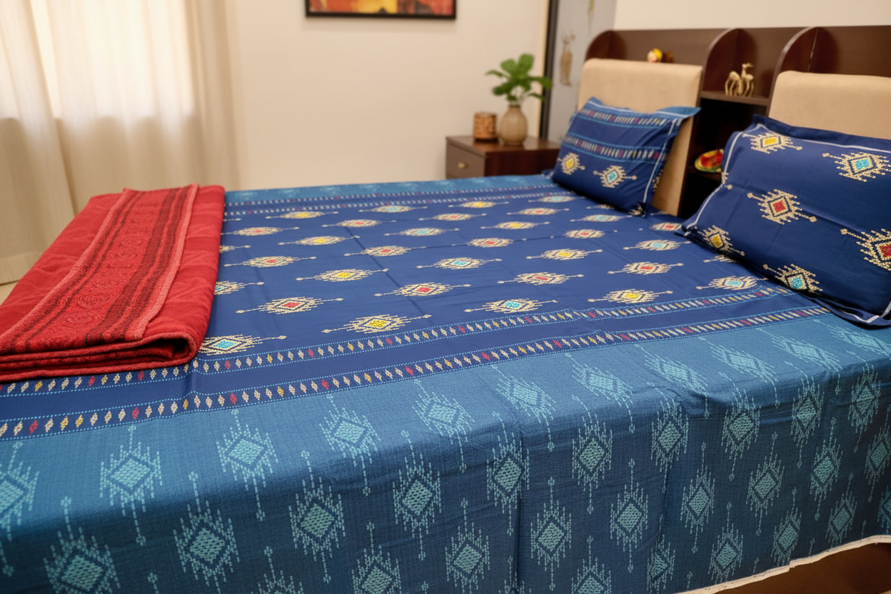 PRINTED BEDSHEET  BLUE