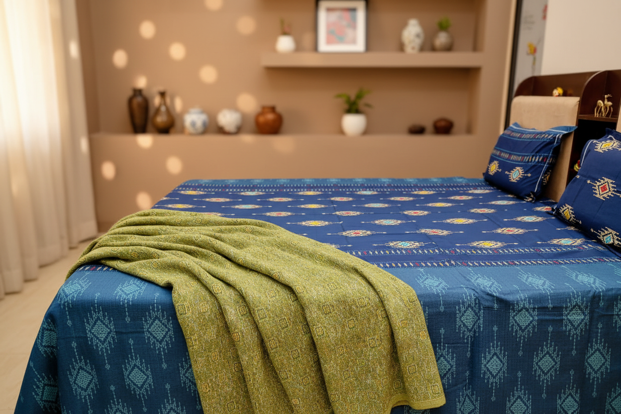 PRINTED BEDSHEET  BLUE