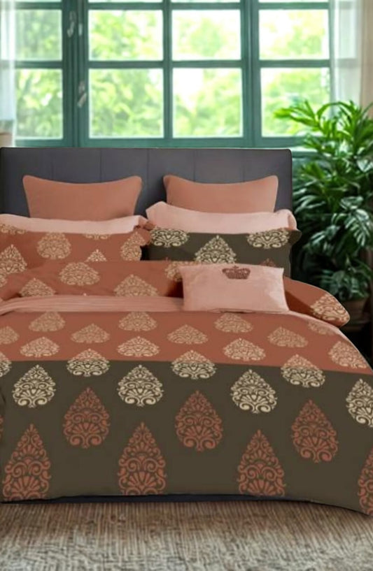 PRINTED BEDSHEET OLIVE - ORANGE