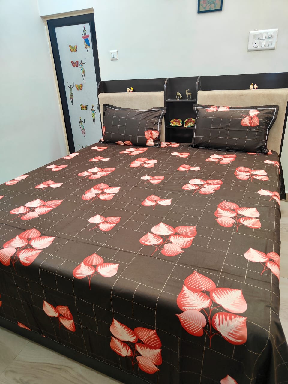 PRINTED BEDSHEET  COFFEE