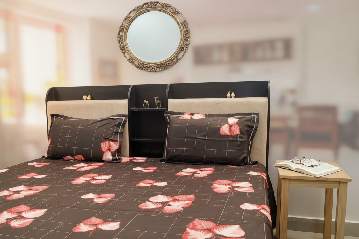 PRINTED BEDSHEET  COFFEE