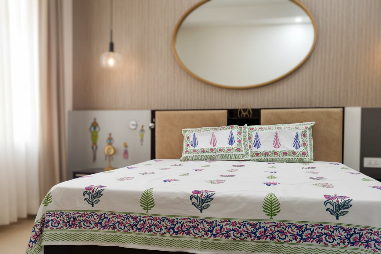 WHITE BED COVER