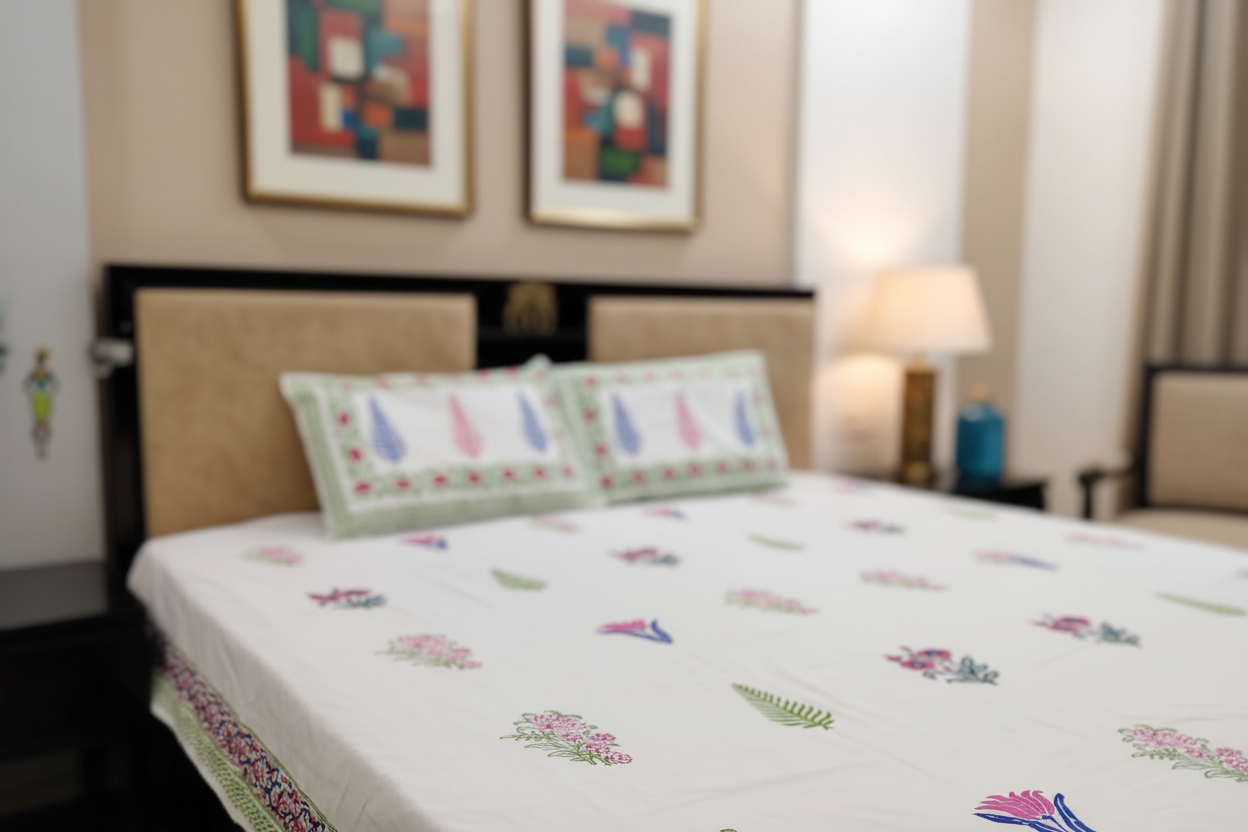 WHITE BED COVER