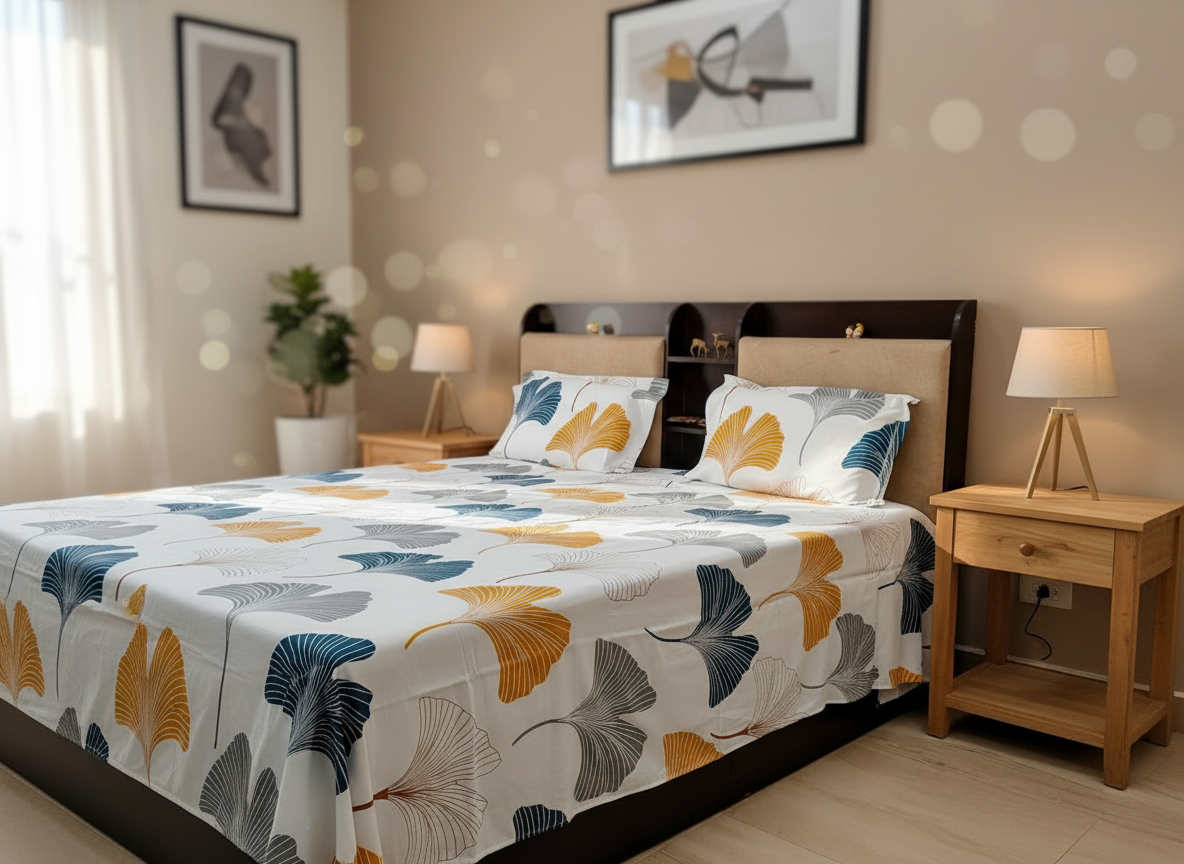 PRINTED BEDSHEET  WHITE